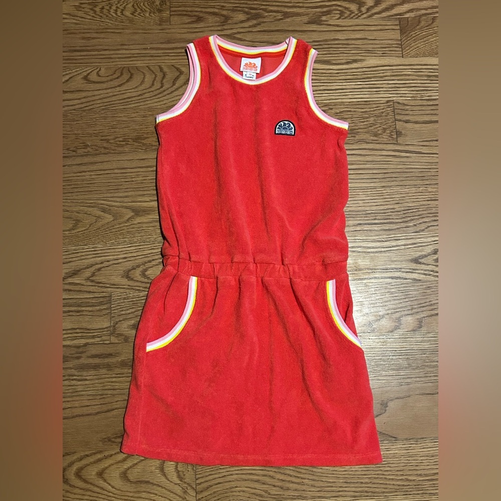 NWOT Bonton Red Sleeveless Dress with Logo and Trim - Picture 3 of 7